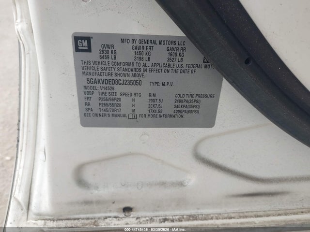 Продаж на аукціоні авто 2012 Buick Enclave Premium, vin: 5GAKVDED8CJ235050, номер лоту: 44745436
