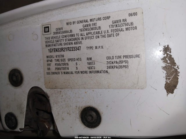 2000 CADILLAC ESCALADE 1GYEK63R2YR223347 Photo 8