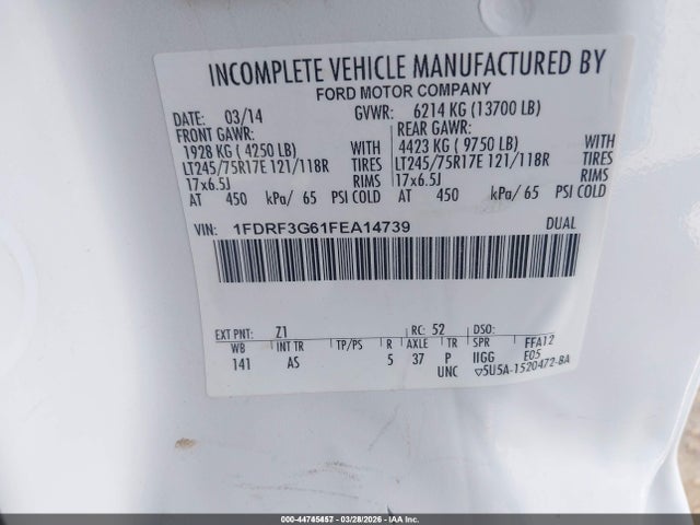Ford F-350 Chassis Xl 2015 1FDRF3G61FEA14739 Image 9