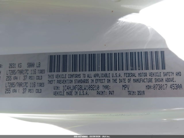 2020 JEEP WRANGLER UNLIMITED 1C4HJXFG8LW109210 Photo 8