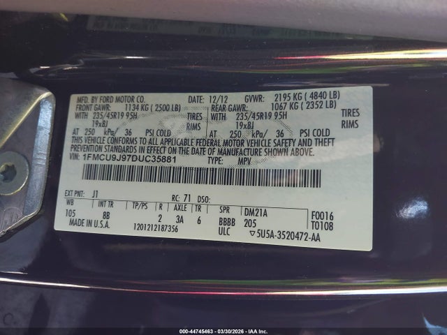 2013 FORD ESCAPE 1FMCU9J97DUC35881 Photo 8