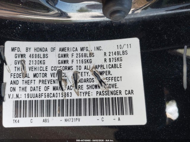 Продажа на аукционе авто 2012 Acura Tl 3.5, vin: 19UUA8F58CA015863, номер лота: 44745465