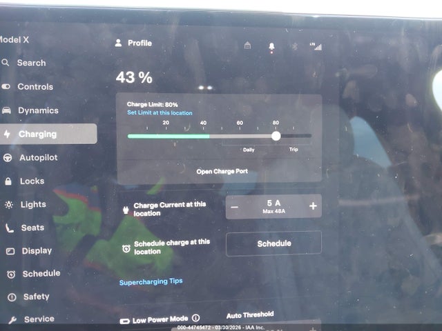2026 Tesla Model X Plaid მანქანა იყიდება აუქციონზე, vin: 7SAXCBE6XTF483648, აუქციონის ნომერი: 44745472