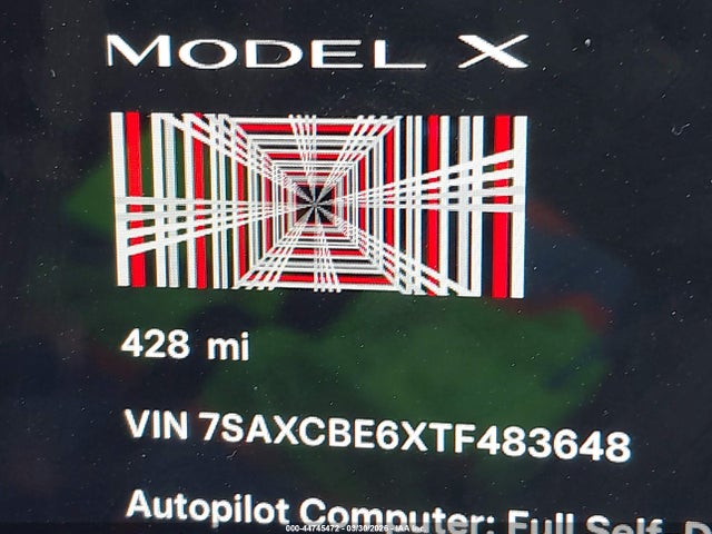 2026 Tesla Model X Plaid მანქანა იყიდება აუქციონზე, vin: 7SAXCBE6XTF483648, აუქციონის ნომერი: 44745472