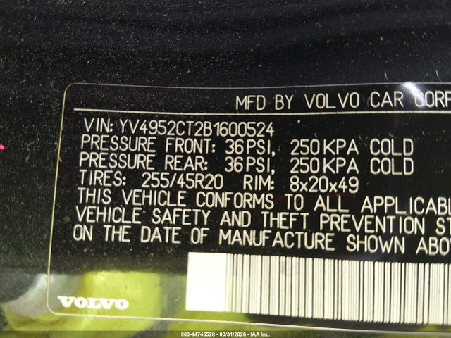 2011 Volvo Xc90 3.2 R-design მანქანა იყიდება აუქციონზე, vin: YV4952CT2B1600524, აუქციონის ნომერი: 44745528