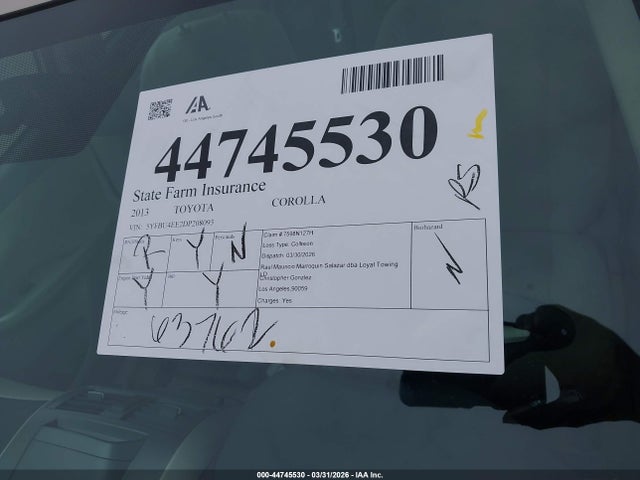 Aukcja sprzedaży 2013 Toyota Corolla Le, vin: 5YFBU4EE2DP208093, numer aukcji: 44745530