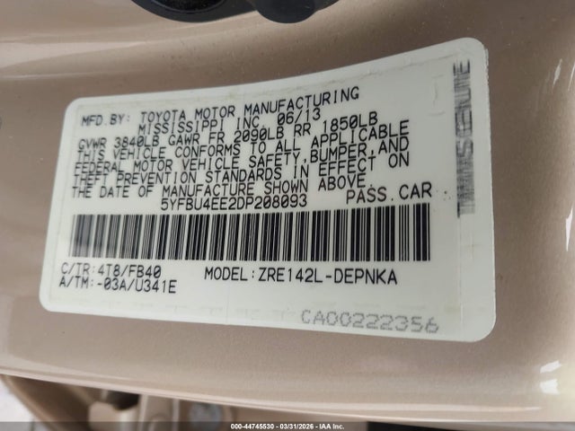 2013 TOYOTA COROLLA 5YFBU4EE2DP208093 Photo 8