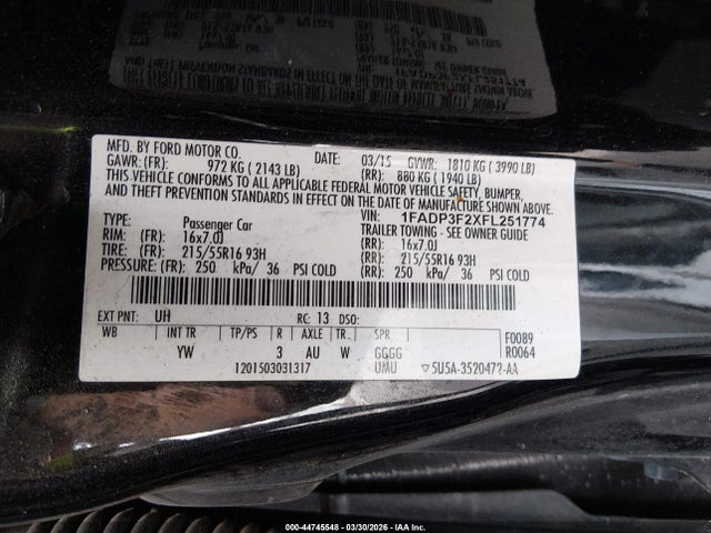 1FADP3F2XFL251774 Ford FOCUS SE