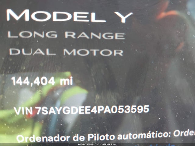 Aukcja sprzedaży 2023 Tesla Model Y Awd/long Range Dual Motor All-wheel Drive, vin: 7SAYGDEE4PA053595, numer aukcji: 44745552