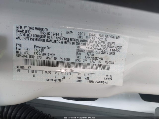2015 Ford C-max Hybrid Se მანქანა იყიდება აუქციონზე, vin: 1FADP5AU0FL118400, აუქციონის ნომერი: 44745554