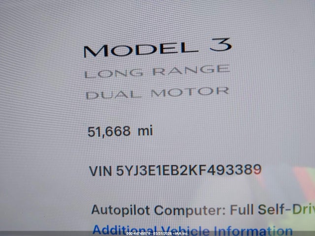 Продаж на аукціоні авто 2019 Tesla Model 3 Long Range/performance, vin: 5YJ3E1EB2KF493389, номер лоту: 44745570