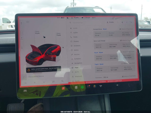 2026 Tesla Model 3 Premium Rear-wheel Drive/standard Rear-wheel Drive მანქანა იყიდება აუქციონზე, vin: 5YJ3E1EA8TF143984, აუქციონის ნომერი: 44745579
