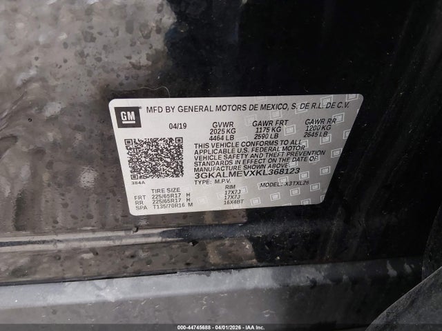 2019 Gmc Terrain Sle მანქანა იყიდება აუქციონზე, vin: 3GKALMEVXKL368123, აუქციონის ნომერი: 44745688
