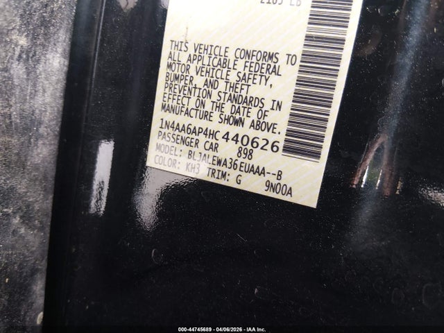 44745689 :رقم المزاد ، 1N4AA6AP4HC440626 vin ، 2017 Nissan Maxima 3.5 Sl مزاد بيع