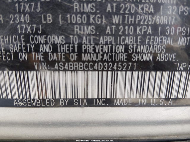 Продаж на аукціоні авто 2013 Subaru Outback 2.5i Premium, vin: 4S4BRBCC4D3245271, номер лоту: 44745701