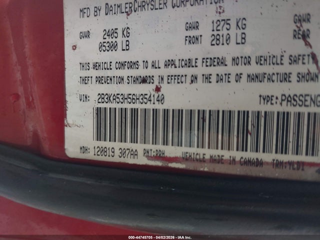 Продажа на аукционе авто 2006 Dodge Charger Rt, vin: 2B3KA53H56H354140, номер лота: 44745705