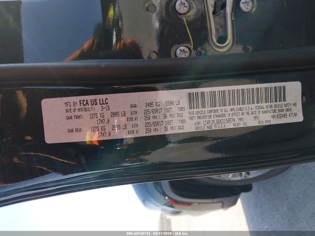 44745743 :رقم المزاد ، 1C4PJMLB2KD150574 vin ، 2019 Jeep Cherokee Latitude Plus 4x4 مزاد بيع