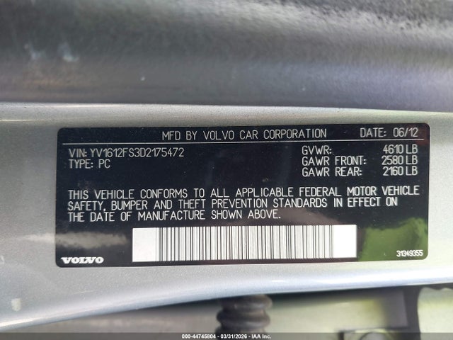 2013 VOLVO S60 YV1612FS3D2175472 Photo 8