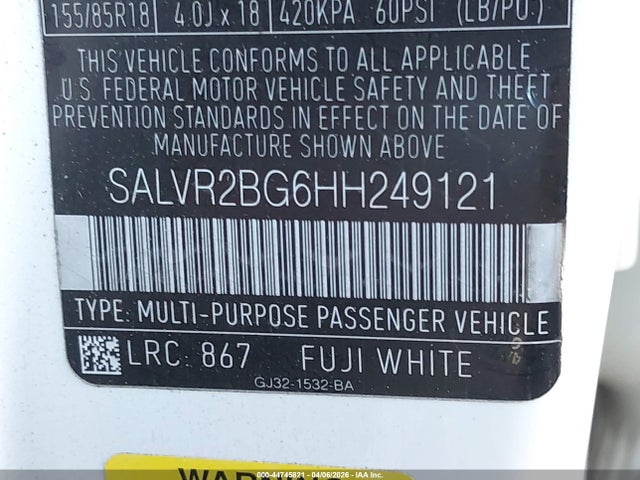 2017 LAND ROVER RANGE ROVER EVOQUE SALVR2BG6HH249121 Photo 8