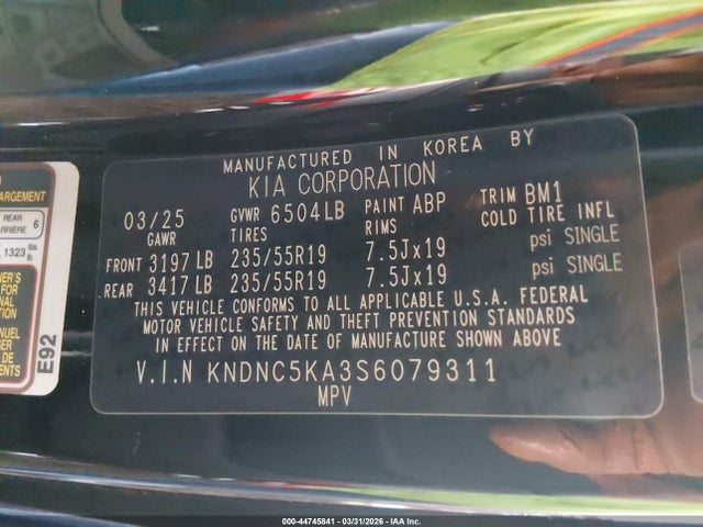 KNDNC5KA3S6079311 KIA Carnival Mpv Hybrid Ex
