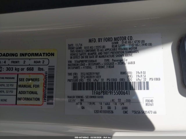 1FA6P8RF9F5500641 Ford Mustang Gt 50 Years Limited Edition