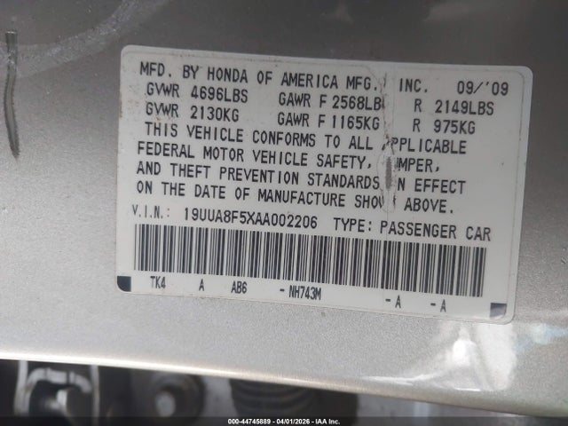 2010 ACURA TL 19UUA8F5XAA002206 Photo 8