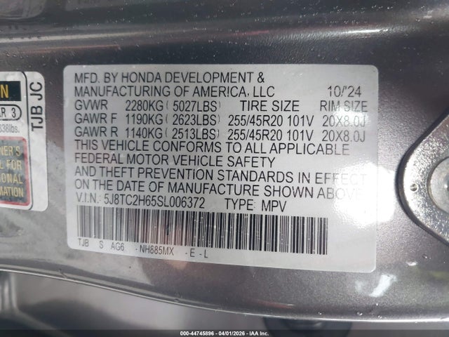 Продаж на аукціоні авто 2025 Acura Rdx A-spec, vin: 5J8TC2H65SL006372, номер лоту: 44745896
