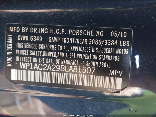 2011 PORSCHE CAYENNE WP1AC2A29BLA81507 Photo 8