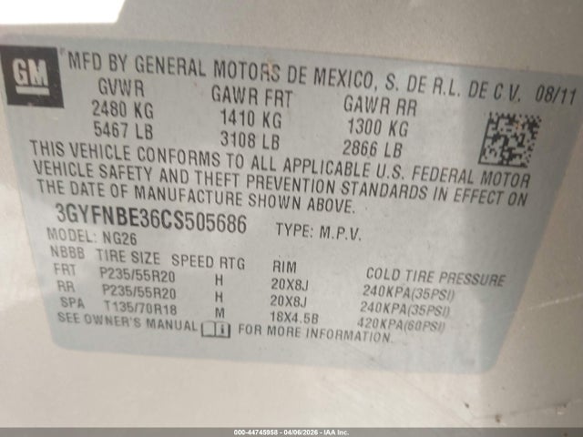 2012 CADILLAC SRX 3GYFNBE36CS505686 Photo 8