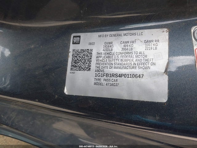 Aukcja sprzedaży 2023 Chevrolet Camaro Rwd  1lt, vin: 1G1FB1RS4P0110647, numer aukcji: 44746013