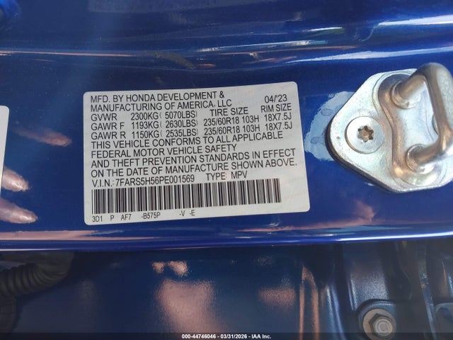 44746046 :رقم المزاد ، 7FARS5H56PE001569 vin ، 2023 Honda Cr-v Hybrid Sport مزاد بيع