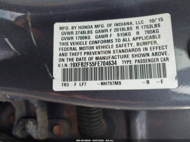 Aukcja sprzedaży 2015 Honda Civic Lx, vin: 19XFB2F55FE704634, numer aukcji: 44746049