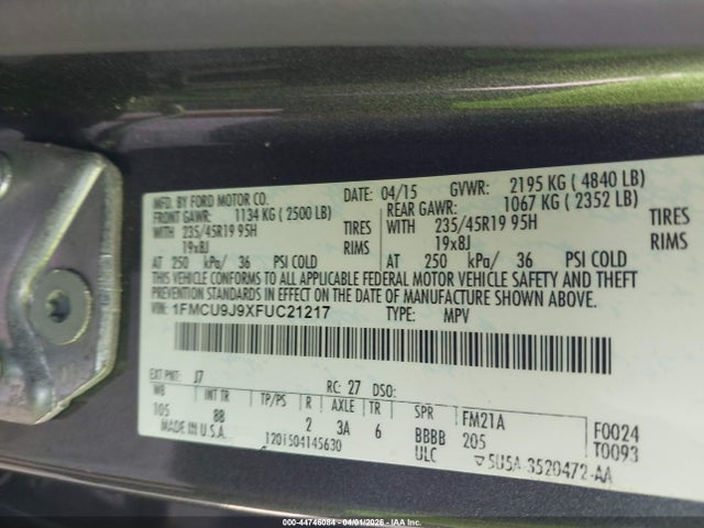 1FMCU9J9XFUC21217 Ford Escape Titanium