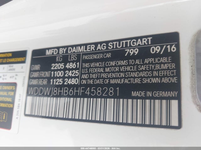 Aukcja sprzedaży 2017 Mercedes-benz Amg C 63 S, vin: WDDWJ8HB6HF458281, numer aukcji: 44746085