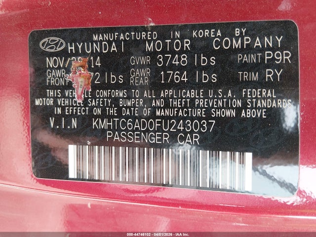 2015 HYUNDAI VELOSTER KMHTC6AD0FU243037 Photo 8