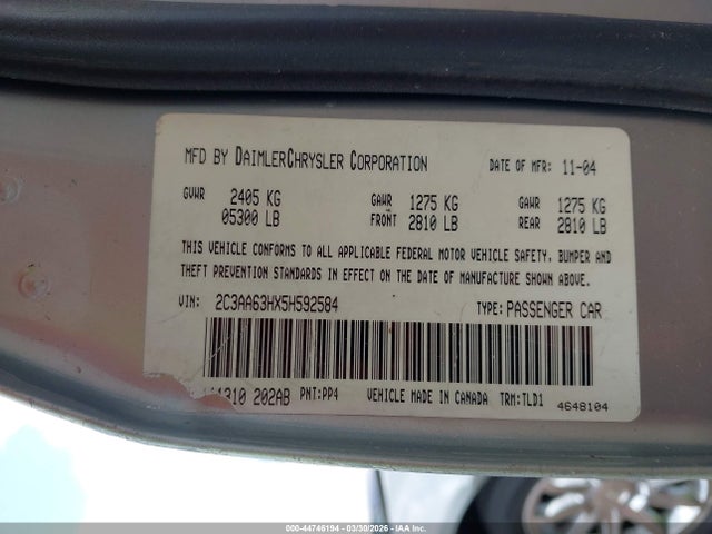 2005 CHRYSLER 300C 2C3AA63HX5H592584 Photo 8