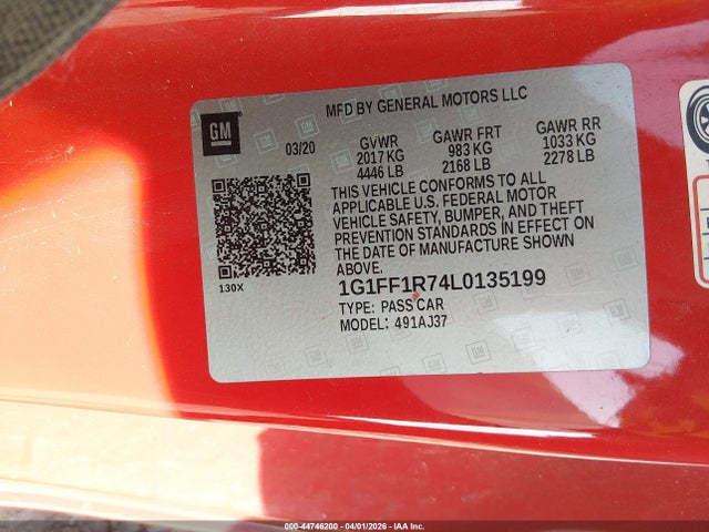 1G1FF1R74L0135199 Chevrolet Camaro Rwd Lt1