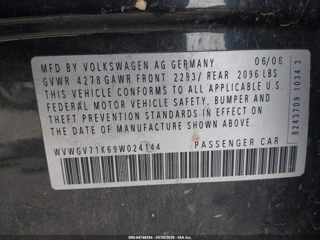 Aukcja sprzedaży 2009 Volkswagen Gti 4-door, vin: WVWGV71K69W024144, numer aukcji: 44746254