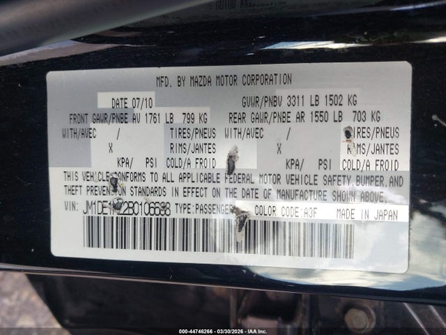 44746266 :رقم المزاد ، JM1DE1HZ2B0106688 vin ، 2011 Mazda Mazda2 Sport مزاد بيع