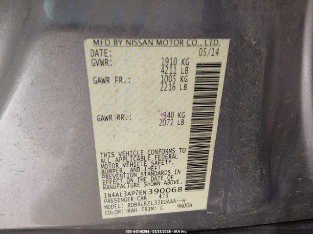 1N4AL3AP7EN390068 Nissan Altima 2.5 S