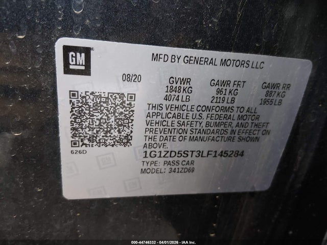 1G1ZD5ST3LF145284 Chevrolet Malibu Fwd Lt