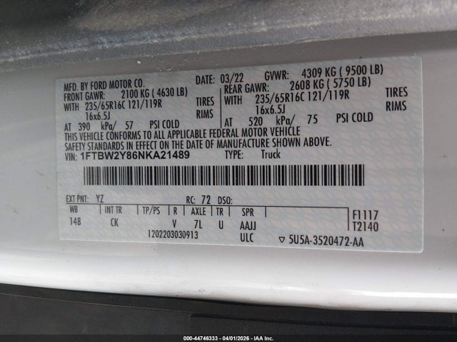 1FTBW2Y86NKA21489 Ford Transit-350