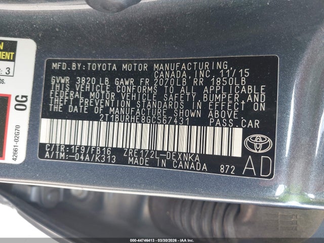 Toyota COROLLA LE 2016 2T1BURHE8GC567431 Image 9