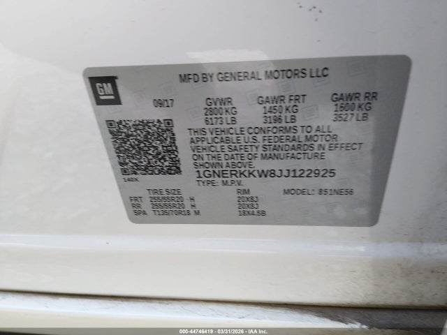 1GNERKKW8JJ122925 Chevrolet Traverse Premier