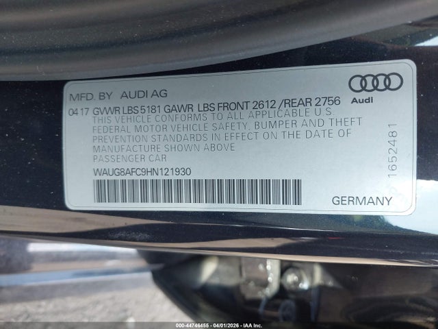 Продаж на аукціоні авто 2017 Audi A6 2.0t Premium, vin: WAUG8AFC9HN121930, номер лоту: 44746455