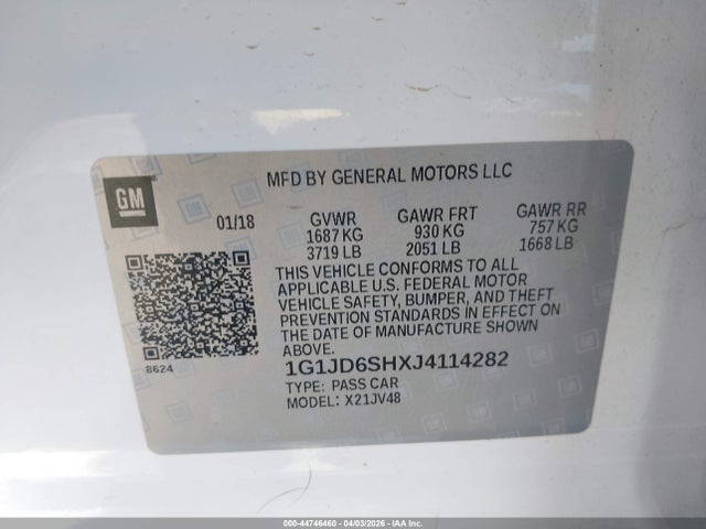1G1JD6SHXJ4114282 Chevrolet Sonic Lt Auto