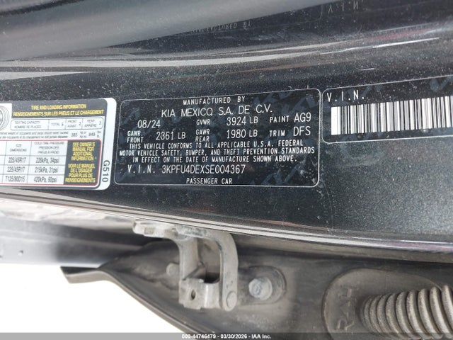 44746479 :رقم المزاد ، 3KPFU4DEXSE004367 vin ، 2025 Kia K4 Ex مزاد بيع
