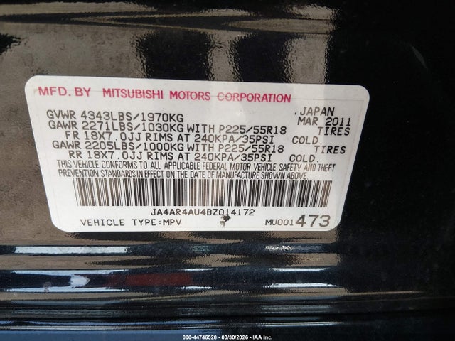 2011 MITSUBISHI OUTLANDER SPORT JA4AR4AU4BZ014172 Photo 8