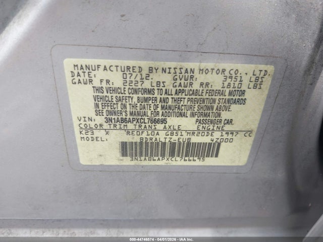 2012 NISSAN SENTRA 3N1AB6APXCL766695 Photo 8