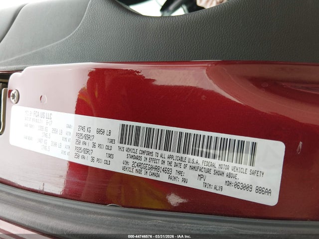 Aukcja sprzedaży 2017 Dodge Grand Caravan Gt, vin: 2C4RDGEG0HR814693, numer aukcji: 44746576
